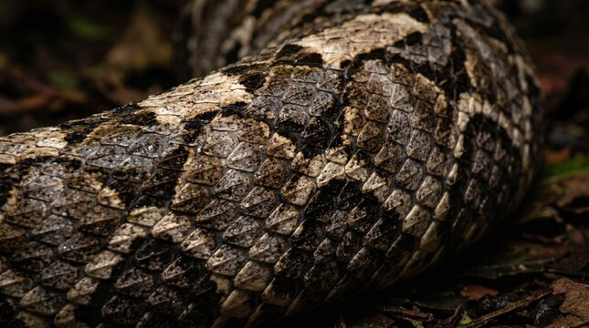 Close-up of Eastern Diamondback Rattlesnake Skin, Detailed Texture