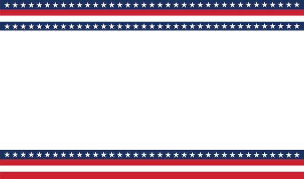 Patriotic American Border Vector Frame | USA Flag Stars and Stripes Design