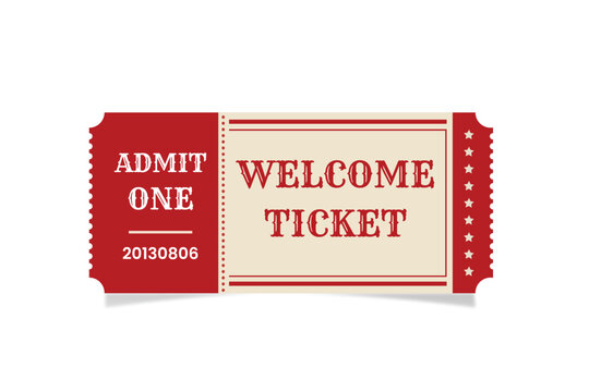 Vintage Welcome Ticket Vector Template | Retro Admit One Event Pass