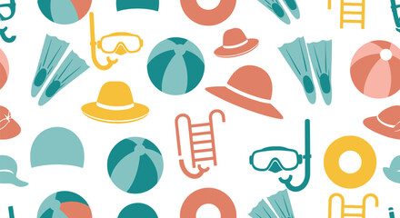 Summer beach accessories seamless pattern vector clipart for vacation design © azad