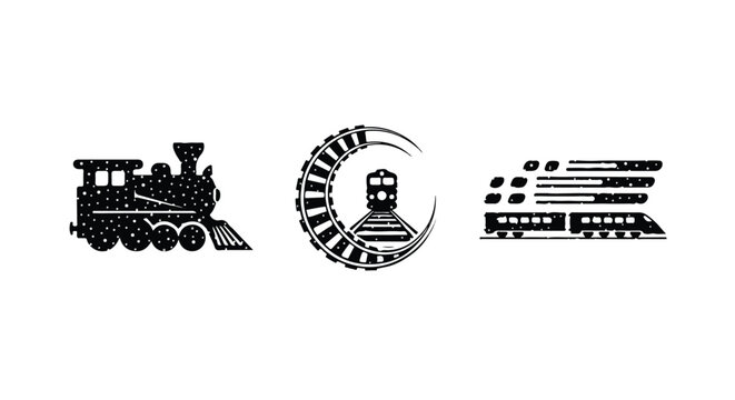 Vintage steam train in gray stippled halftone pattern
