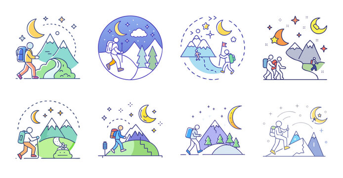 Colorful abstract vector icons of nature and science - Bright and playful vector icons showing nature, science, and technology themes in a fun, abstract style.