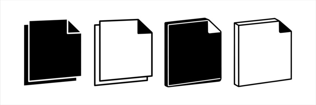Black and White Document Icons Representing Files and Pages