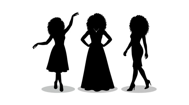 Dynamic Afrocentric Women Silhouettes Posing with Style and Grace