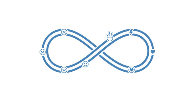 Infinity loop diagram, blue business process flowchart, workflow optimization, management cycle vector