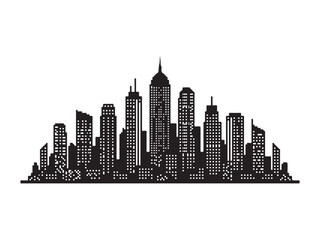 Obraz premium Modern City Skyline With Tall Skyscrapers And Illuminated Windows
