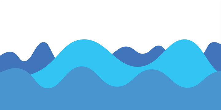 Set of blue sea, ocean waves separation shape, border, divider vector illustration