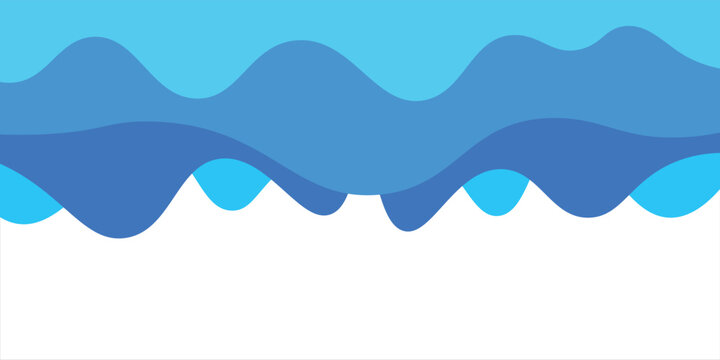 Set of blue sea, ocean waves separation shape, border, divider vector illustration