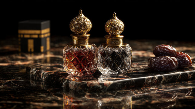oly Kaaba with Zam Zam Water and Ajwa Dates
Spiritual Hajj Journey Around the Sacred Kaaba
Islamic Pilgrimage Scene with Dates and Zamzam
Pilgrims Performing Tawaf Near the Holy Kaaba
Hajj Mubarak 