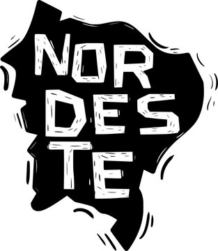 Nordeste Woodcut black Map Frame Design
