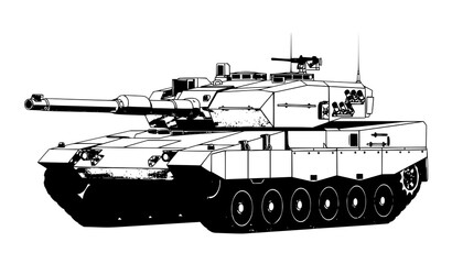 Armored Tank Tracked Combat Vehicle Flat Vector Illustration © HoriProshad