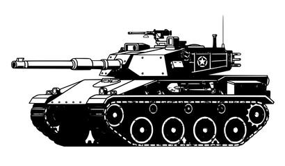 Tracked Military Battle Tank Cartoon Vector on White Background © HoriProshad