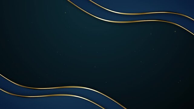 Abstract Luxury Blue and Gold Wavy Layered with Sparkles Particles Awards Trailer Titles Cinematic Openers Intro Background Loop