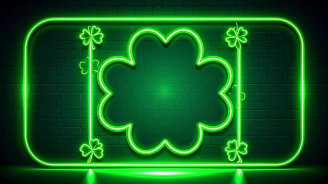 Neon St Patrick Clover Sign.
