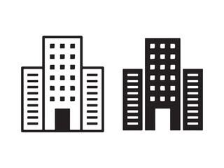 Obraz premium Modern city skyline illustration featuring two stylized high rise buildings