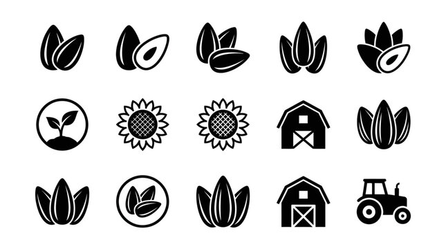 Sunflower Seed Agriculture Icons
