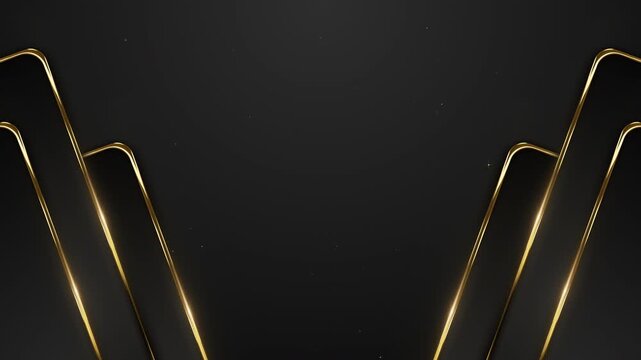 Abstract Black Geometric with Art Deco Gold Trim Particles Awards Trailer Titles Cinematic Openers Intro Background Loop