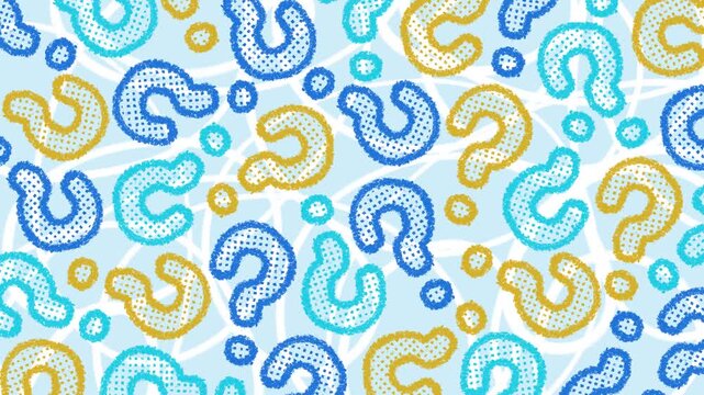 Hand drawn Question Mark Pattern Background Loop