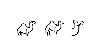 Fototapeta premium Desert camel caravan in minimalist stipple art style