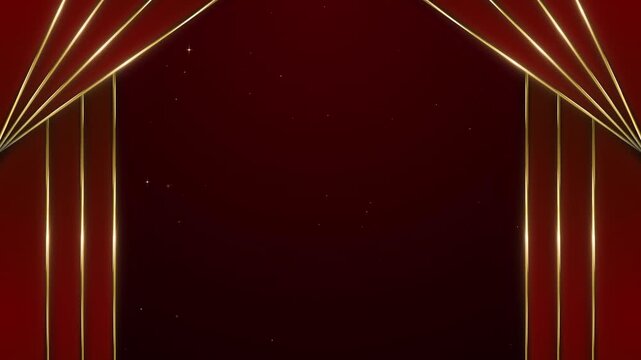 Red and Gold Theater Stage Curtain with Sparkles Particles Awards Trailer Titles Cinematic Openers Intro Background Loop