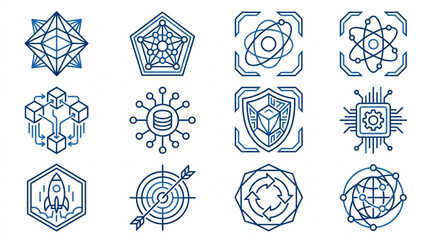 Fototapeta premium Collection of futuristic technology and science icons.
