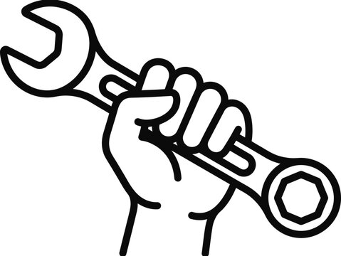 Icon of a human hand holding a wrench tool.