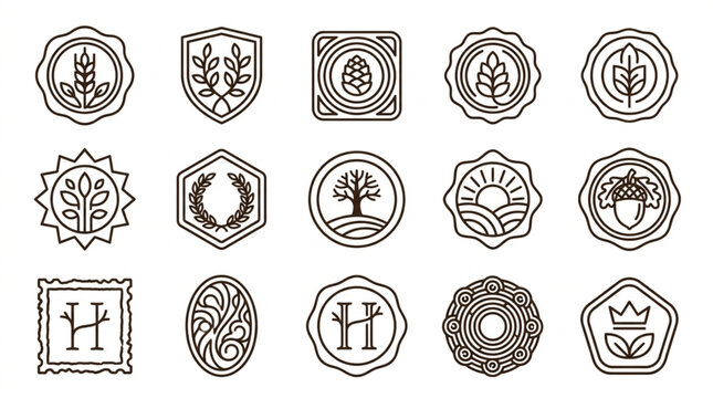 Collection of Vintage Emblem Icons and Symbols.