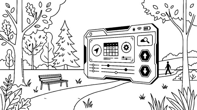 Augmented reality navigation interface on a forest path