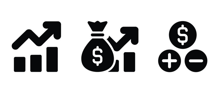 Business growth icon concept, vector illustration of exponential growth, increasing revenue, and profit multiplication symbols for finance analytics, startup success, investment strategy, and corporat