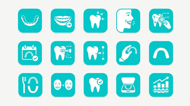 Modern Dental Aligner and Orthodontic Mobile App Icon Pack