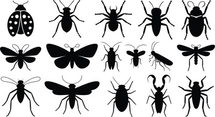 Insects and arachnids silhouettes vector icon set © MDTOFIZUL