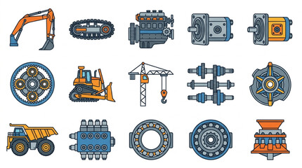Collection of Industrial Machinery and Heavy Equipment Parts. © Mutmainah