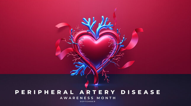 Peripheral Artery Disease Awareness Month Concept Image, featuring vascular health, blood circulation, and artery care.
