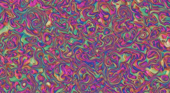 Vibrant psychedelic swirling liquid pattern with dense multicolored ripples and organic Wallpaper Background image