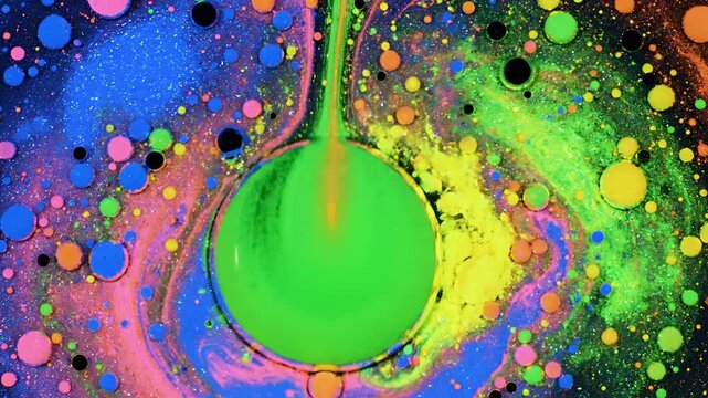 Vibrant Neon Colors Swirling Abstract Liquid Motion Background.