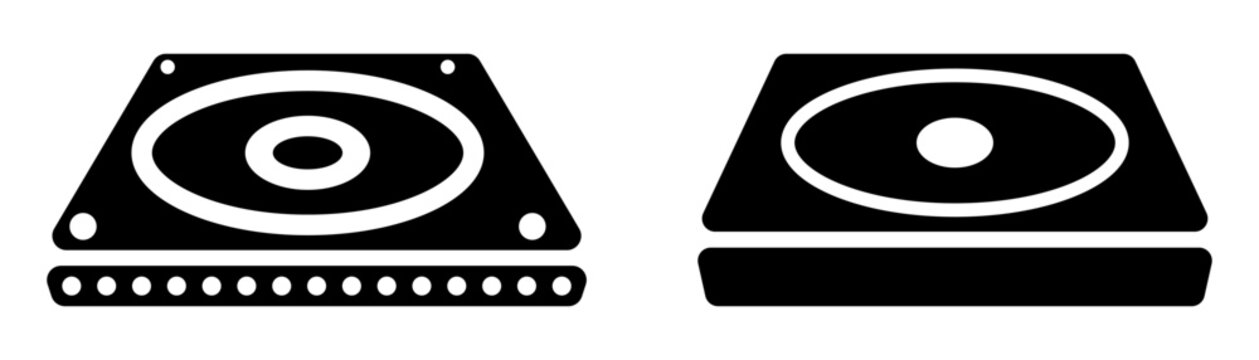 Minimal vinyl turntable icon silhouette vector design for vintage sound device