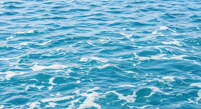 Vibrant turquoise sea water ripples with white foam and bubbles under sunlight Wallpaper Background image