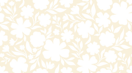 Obraz premium Cream Floral Seamless Pattern Vector for Elegant Background