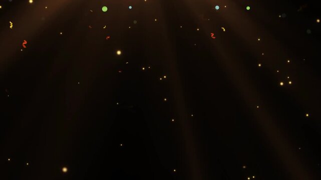 Colorful fireworks exploding in night sky with bright sparks and glowing trails