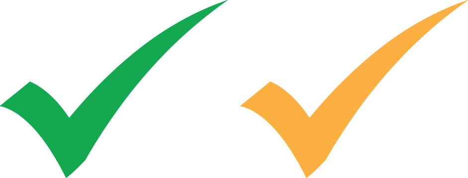 Green and yellow check mark icons for confirmation and success signs Vector