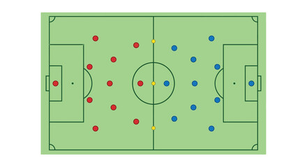 Soccer field top view with player positions vector illustration © Sagor