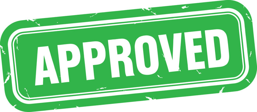 Green rubber stamp with the word approved for business documents and official forms Vector