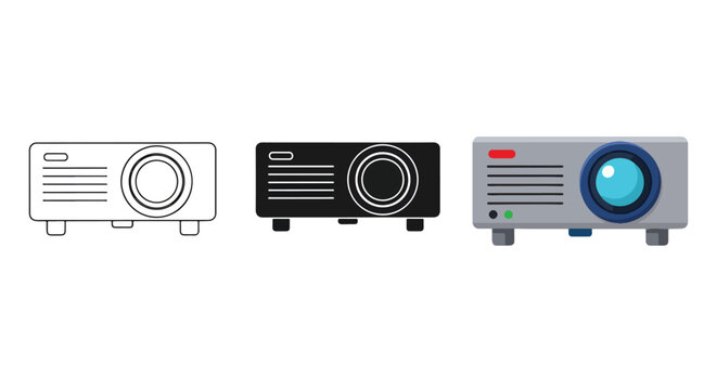 Digital video projector icon set - Glyph solid icon - Editable modern style icon - Clipart, sticker - icon set - Clipart