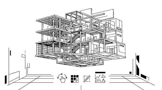 Virtual 3d architectural floor plan model with digital interface
