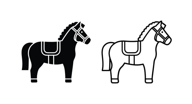 Sturdy horse with saddle icon set vector - Glyph solid icon - Editable modern style icon - Clipart, sticker - icon set - Clipart