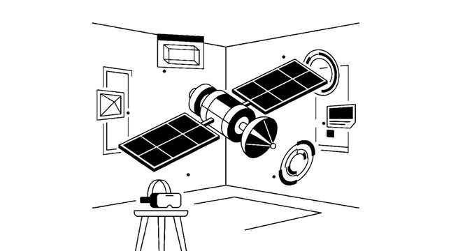Space satellite virtual reality simulation and training concept