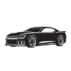Fototapeta premium Black and white silhouette of a modern American muscle sports car.