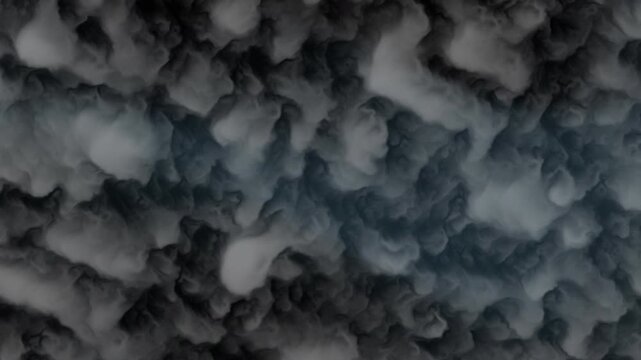 Thick rising smoke steam loop with dark atmospheric clouds