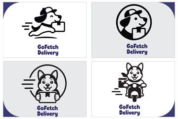 Obraz premium GoFetch Premium Delivery Dog Mascot Logo
