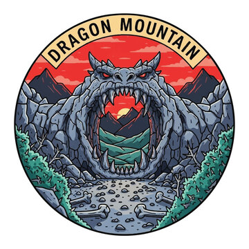 Dragon head with sharp teeth roaring.